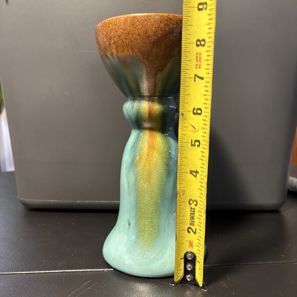 Set Of Three Ceramic Turquoise And Brown Glaze Candle Holders - Picture 9 of 16